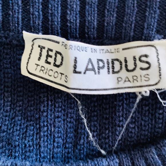 Vintage Ted Lapidus Paris Navy Blue Sweater Sz Med - Picture 4 of 4